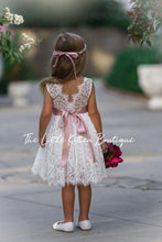 Sleeveless Knee Length Lace Flower Girl Dresses