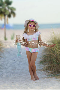 Pastel Rainbow Swimsuit - 2 piece bathing suit