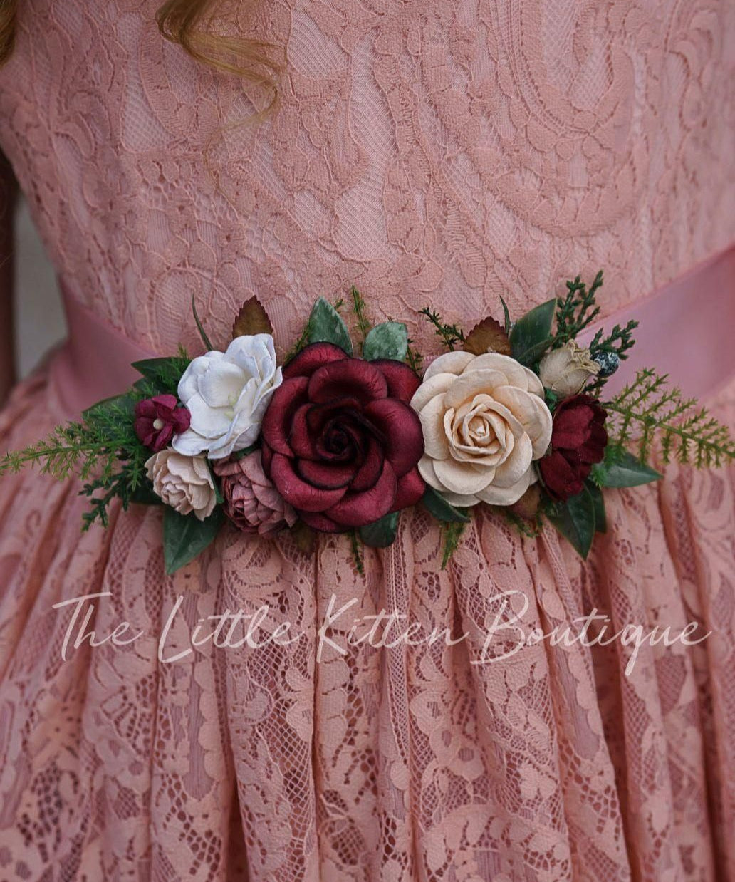 Custom Floral Satin Sashes - The Little Kitten Boutique