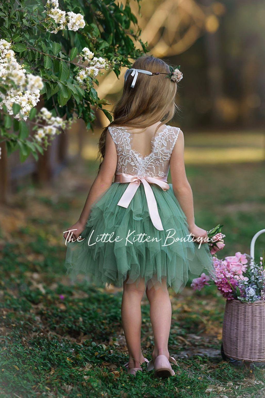 Sage green dress girls cheap