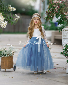 Sage tulle and lace Flower Girl dress