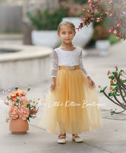 Fall Inspired, Long Sleeve Marigold Flower Girl Dress