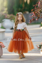 Fall Inspired Burnt Orange short sleeve flower girl dress