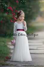 Classic Long Sleeve Tulle and Lace Flower Girl Dress / Girls Special Occasion Dress
