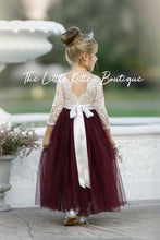 Princess Inspired, Long Sleeve Special Occasion Dress /  Lace and tulle flower girl dress