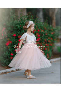 Butterfly Cap Sleeve Special Occasion Lace and tulle flower girl dress