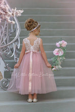 Forest Green, Prima Pink and Mauve Flower Girl Dresses