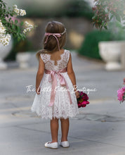Knee Length Lace Flower Girl Dress