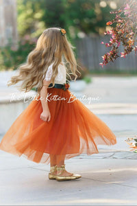 Fall Inspired Burnt Orange short sleeve flower girl dress