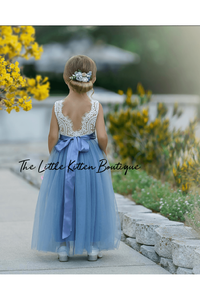 Tulle and Rustic Lace Style Flower Girl Dress