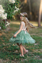 Dusty Blue, Layered flower girl dress / girls special occasion dress