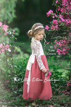 Classic Long Sleeve Tulle and Lace Flower Girl Dress / Girls Special Occasion Dress