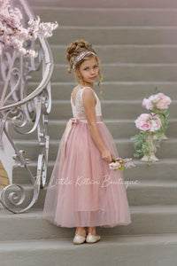 Forest Green, Prima Pink and Mauve Flower Girl Dresses