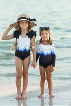 Girls Ombre Swimsuit - 1 piece bathing suit, petal sleeve
