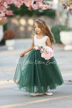 Forest Green, Prima Pink and Mauve Flower Girl Dresses