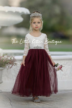 Long Sleeve Special Occasion Dress /  Lace and tulle flower girl dress