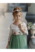 Dusty Blue and Sage Green tulle and lace Flower Girl dress