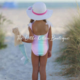 Pastel Rainbow Swimsuit - 1 piece bathing suit - The Little Kitten Boutique