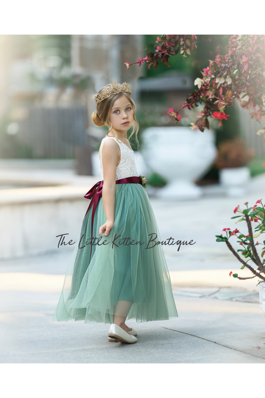 Tulle and Rustic Lace Style Flower Girl Dress