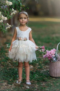 Knee Length, Layered flower girl dress / girls special occasion dress