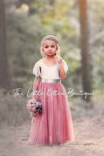 Lace and tulle Flower Girl Dress / Special Occasion Dress with  Butterfly Cap Sleeve