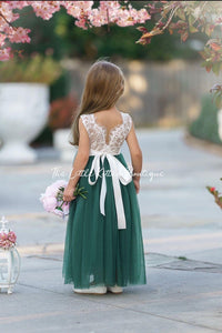 Forest Green, Prima Pink and Mauve Flower Girl Dresses