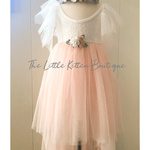 Blush Tulle High Low Flower Girl Dress / Girls Special Occasion Dress - The Little Kitten Boutique
