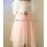 Blush Tulle High Low Flower Girl Dress / Girls Special Occasion Dress - The Little Kitten Boutique