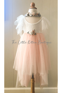 Blush Tulle High Low Flower Girl Dress / Girls Special Occasion Dress