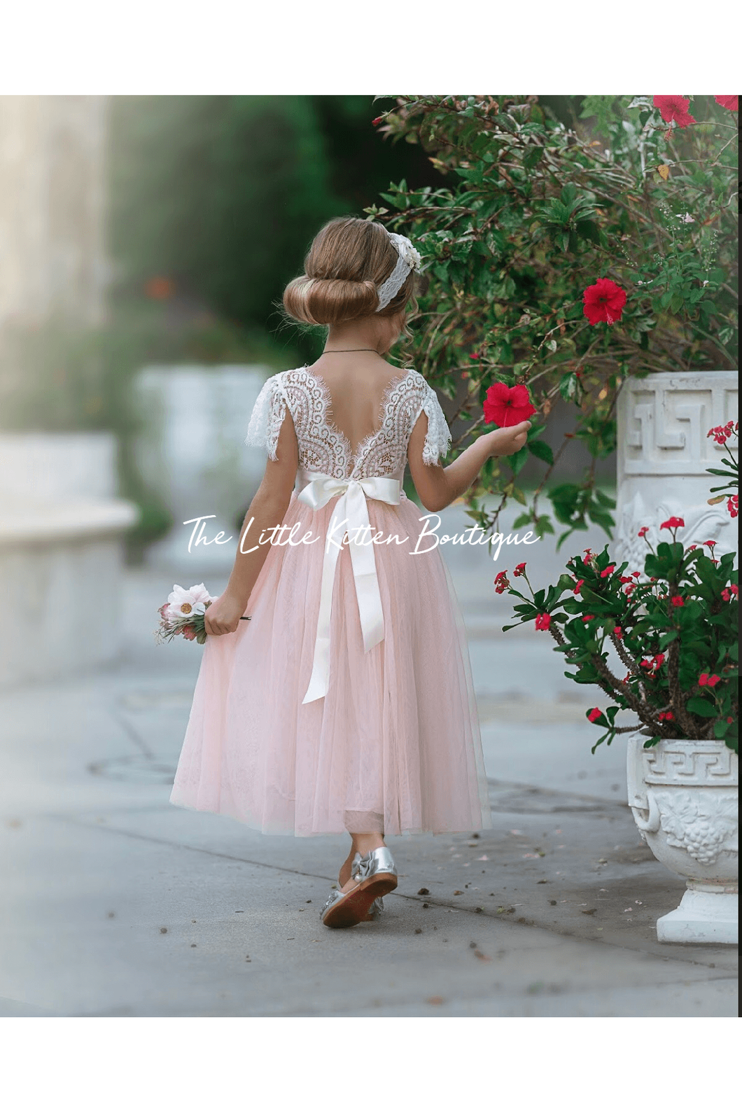 Butterfly Cap Sleeve Special Occasion Lace and tulle flower girl dress