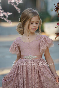 Flower Girl Dress / Special Occasion Dress for Girls, with Ruffle Sleeve