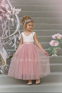Forest Green, Prima Pink and Mauve Flower Girl Dresses