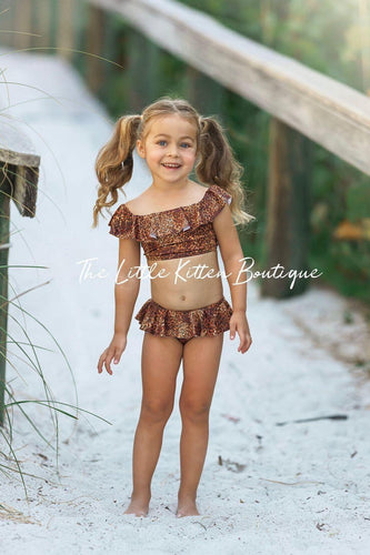 Girls Leopard Swimsuit - 2 piece bathing suit