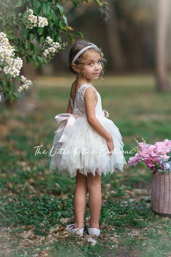 Knee Length, Layered flower girl dress / girls special occasion dress