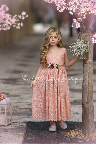 Rustic Rose, Ivory and White Lace Flower Girl Dress