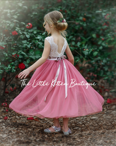 Tulle and Rustic Lace Style Flower Girl Dress