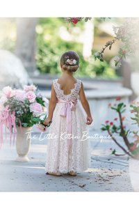 White and Ivory Lace Flower Girl Dresses