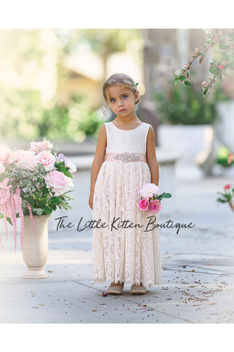 White and Ivory Lace Flower Girl Dresses