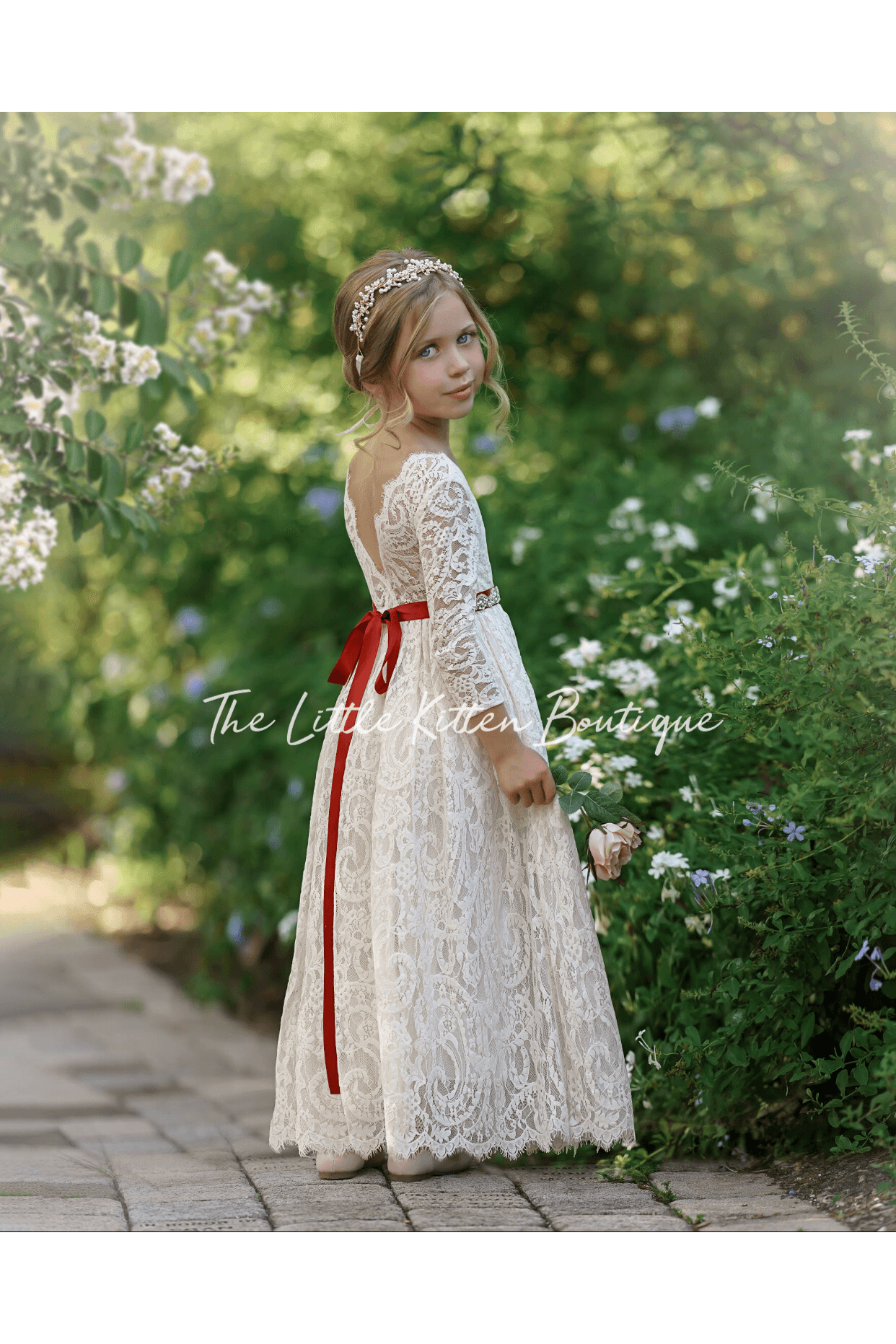 Flower girl dresses with lace sleeves best sale