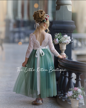 Sage tulle and lace Flower Girl dress
