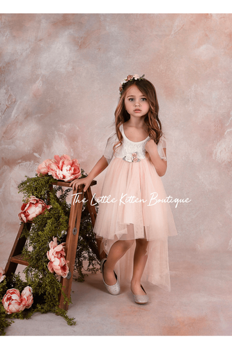 Blush Tulle High Low Flower Girl Dress / Girls Special Occasion Dress