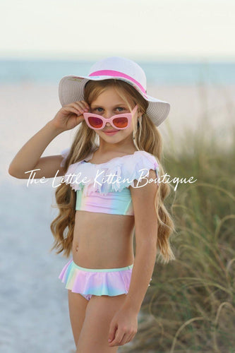 Pastel Rainbow Swimsuit - 2 piece bathing suit