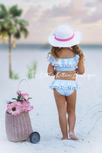 Blue pom pom 2 piece Swimsuit - 2 piece bathing suit