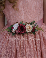 Rose and Peony Floral Satin Sashes