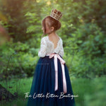 Princess Inspired, Long Sleeve Special Occasion Dress / Lace and tulle flower girl dress - The Little Kitten Boutique