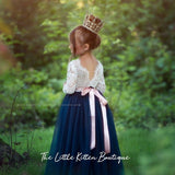 Princess Inspired, Long Sleeve Special Occasion Dress / Lace and tulle flower girl dress - The Little Kitten Boutique