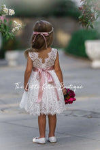 Sleeveless Knee Length Lace Flower Girl Dress
