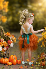 Burnt Orange Knee Length Layered flower girl dress , Fall pumpkin dress / girls special occasion dress