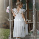 Blush Tulle High Low Flower Girl Dress / Girls Special Occasion Dress - The Little Kitten Boutique