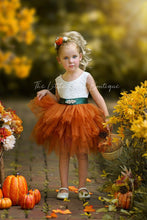 Burnt Orange Knee Length Layered flower girl dress , Fall pumpkin dress / girls special occasion dress